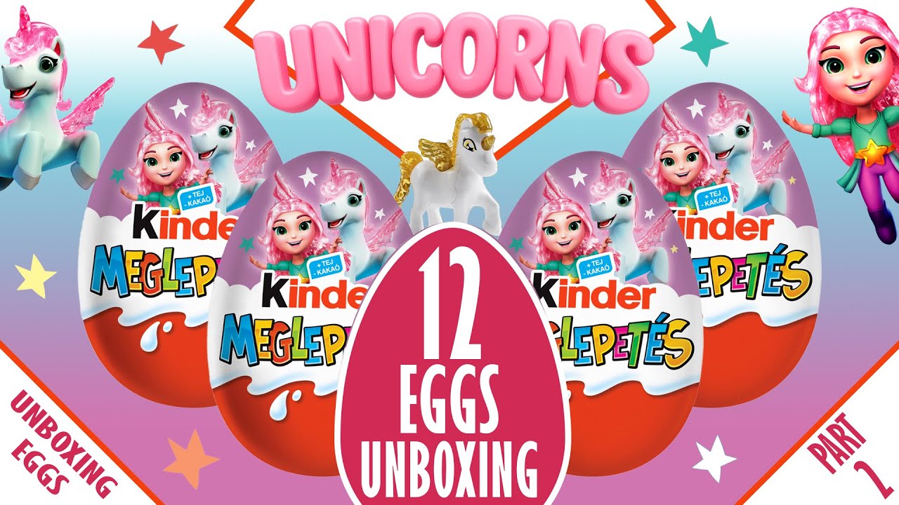 12 NEW Unicorns Kinder Surprise Eggs Unboxing Pink Series for Girls