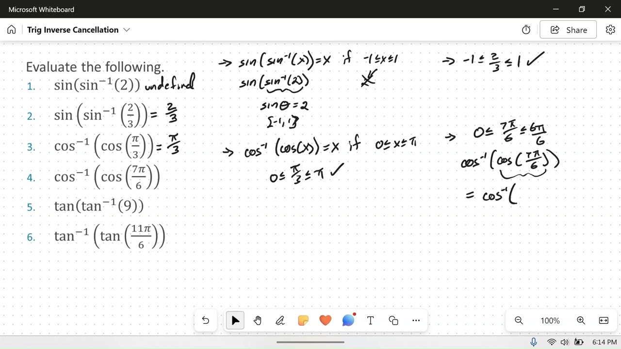 Trig Inverse Cancellation