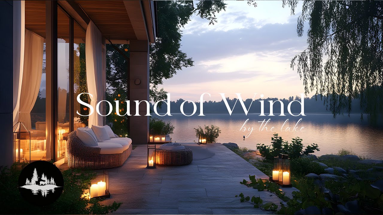Windy Lakeside Evening 🌅 4K White Noise 🌬️ Relaxation, Sleep, Study & Focus Sounds (No Music)