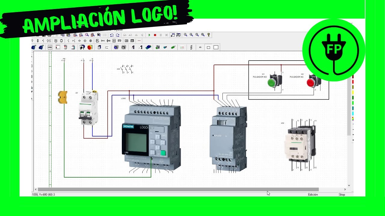Esquema eléctrico de módulo de expansión de entradas y salidas digitales de Siemens LOGO!