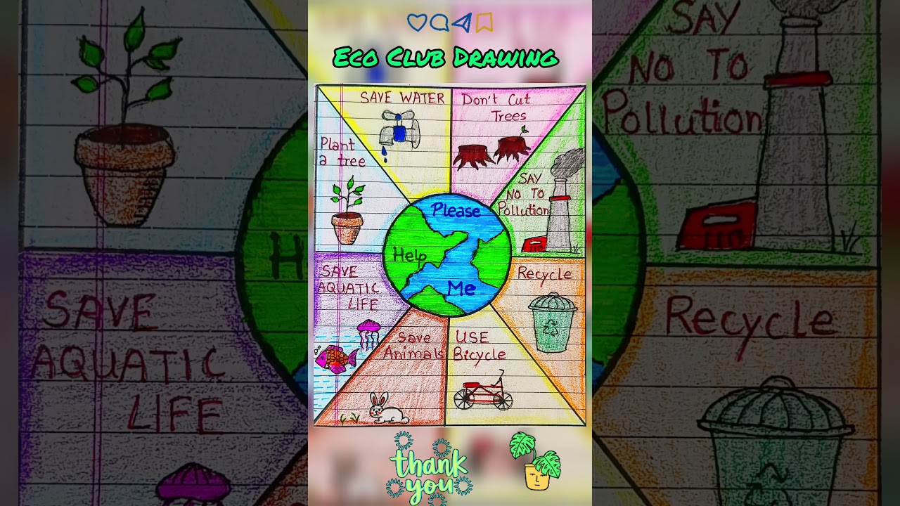 Eco Club Drawing 🌿 || My Eco Club Activity Drawing || environment day easy drawing #shorts #viral