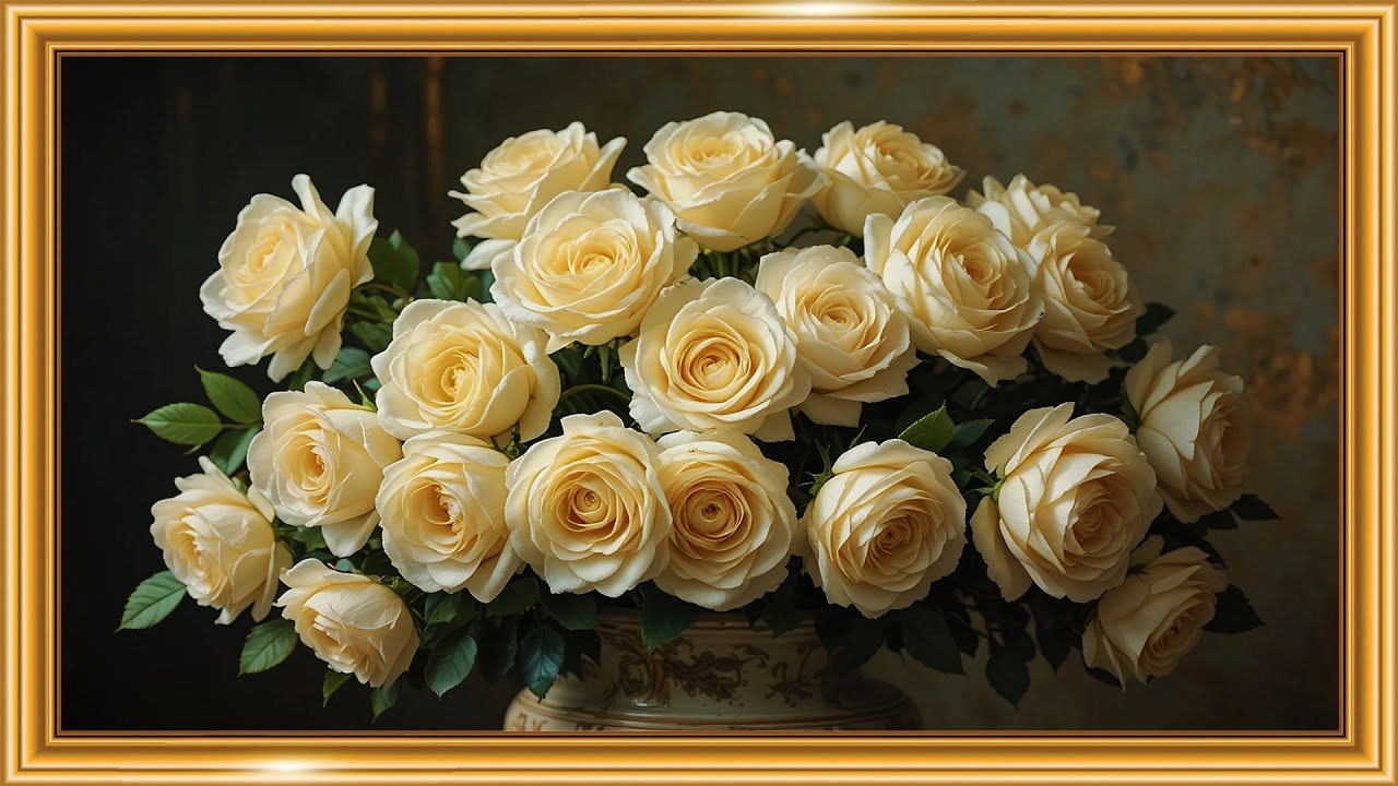 White Garden Roses 🤍🌹 | Classical Still Life with Dramatic Light | Framed TV Gallery