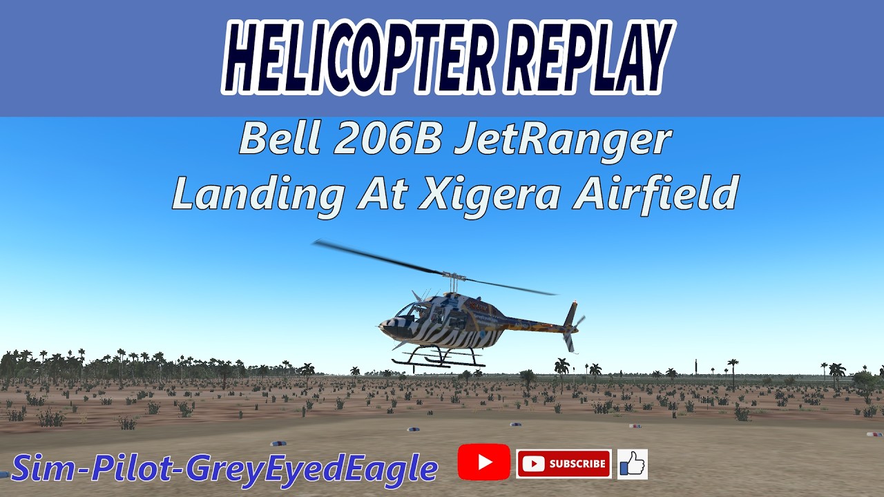 Bell 206B JetRanger landing At Xigera Airfield. X-Plane 11.