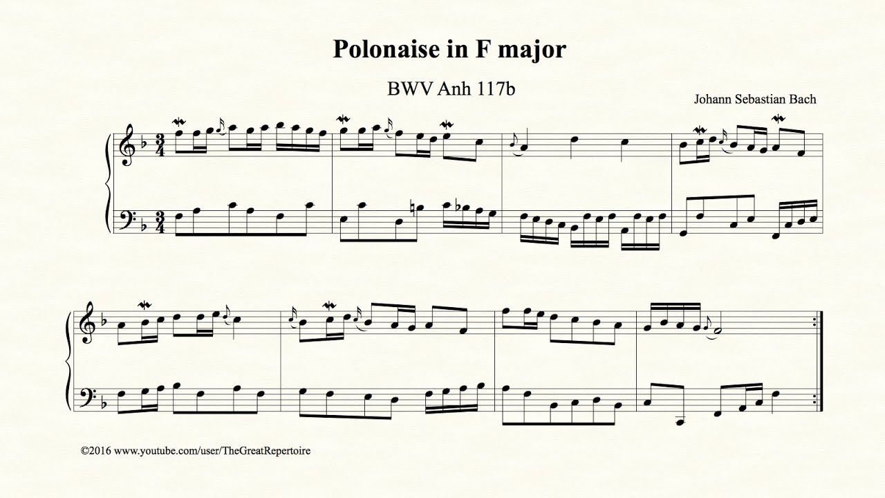 Bach, Polonaise in F major, BWV Anh 117b