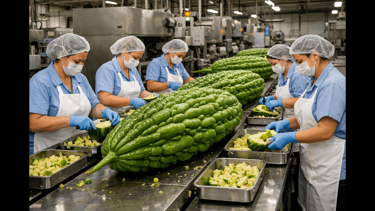 Factory Tour: The process of producing bitter melon powder. The entire process.