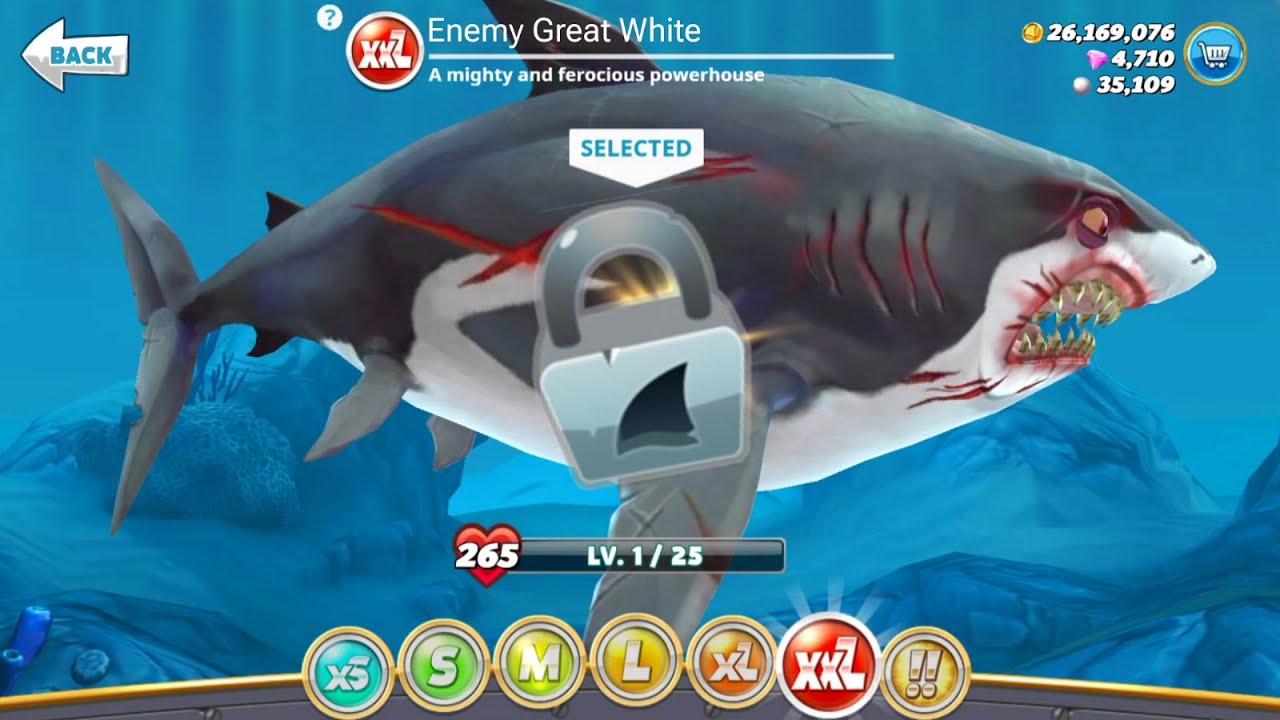 NEW ENEMY GREAT WHITE SHARK UNLOCKED AND GAMEPLAY - Hungry Shark World