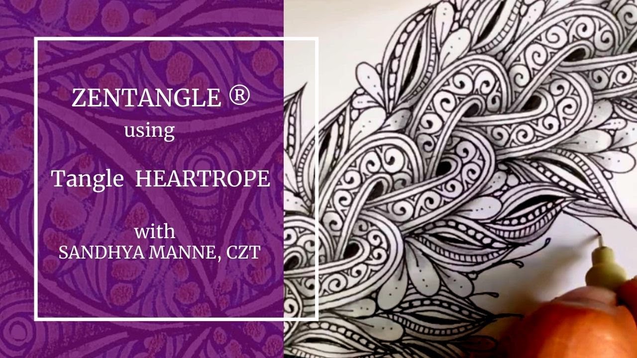Zentangle® Mini Project with Tangle HEARTROPE, beginners tutorial