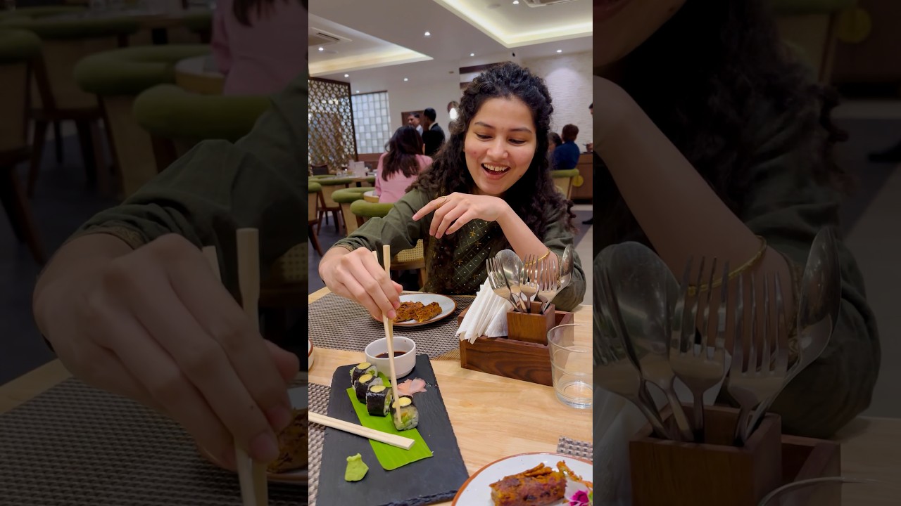 How to eat Sushi with Chopsticks 🥢 | Chinese food Sushi #chopsticks #Sushi #indianseatingsushi