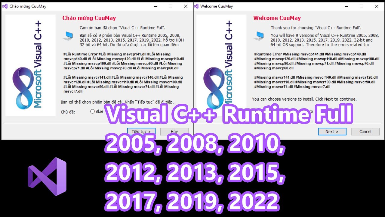 Visual C++ Runtime Full 2005, 2008, 2010, 2012, 2013, 2015, 2017, 2019, 2022 (update 30-11-2022)