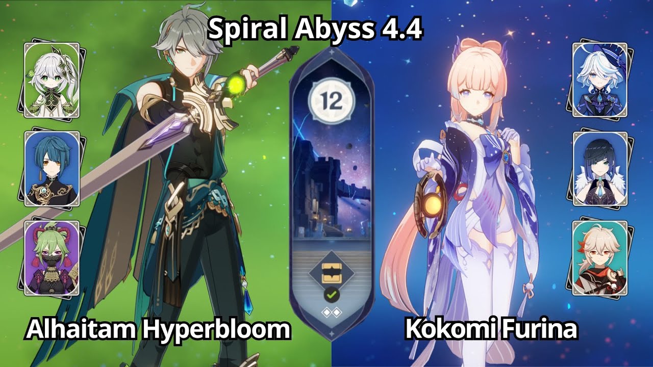 C0 Alhaitam hyperbloom & C0 Kokomi Furina - Spiral Abyss 4.4 Floor 12 Genshin Impact
