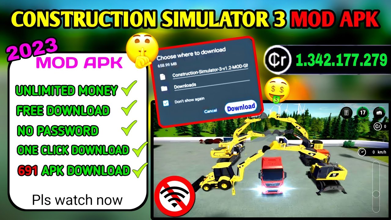 Unlimited money Construction simulator 3 Mod Apk 🤑 #constructionsimulator #youtuber #gaming #consim3