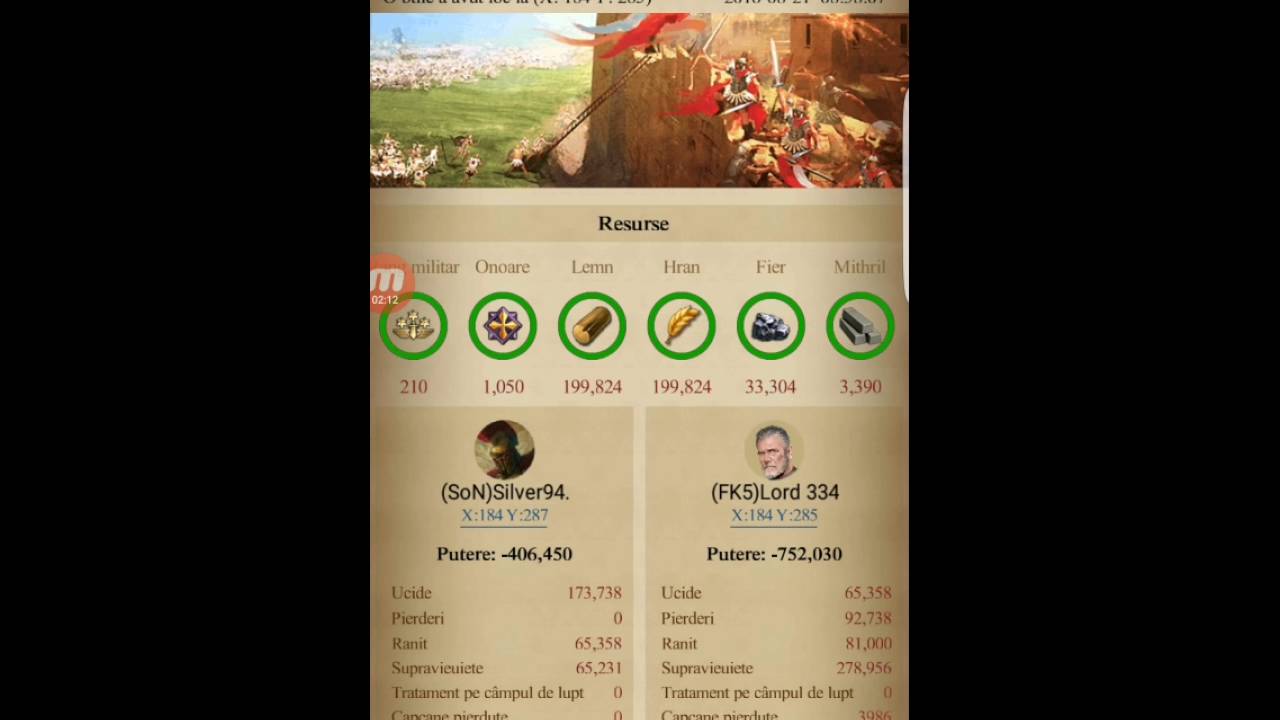 Raports battle Silver94.Clash of kings.