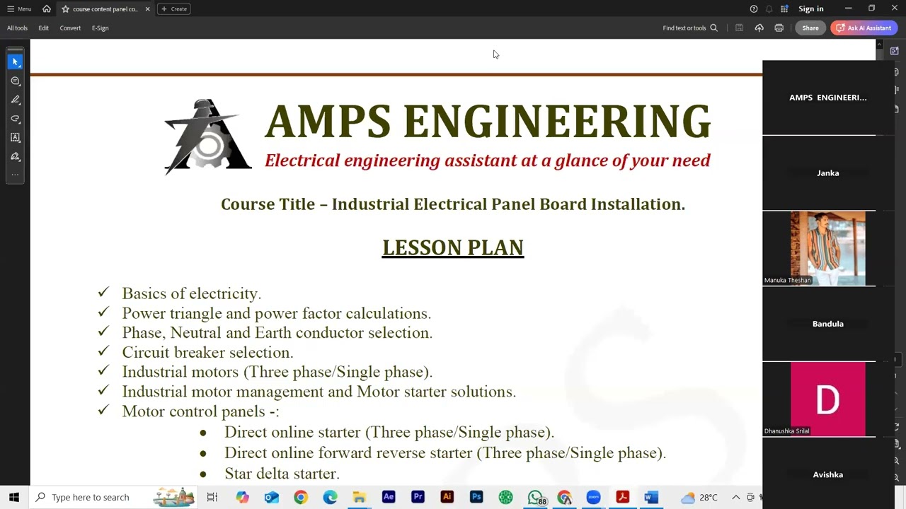 panel board designing course seminar session