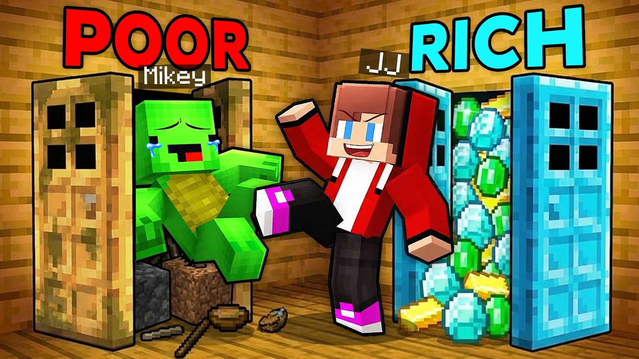 Mikey Poor VS JJ Rich Door Battle in Minecraft - Maizen