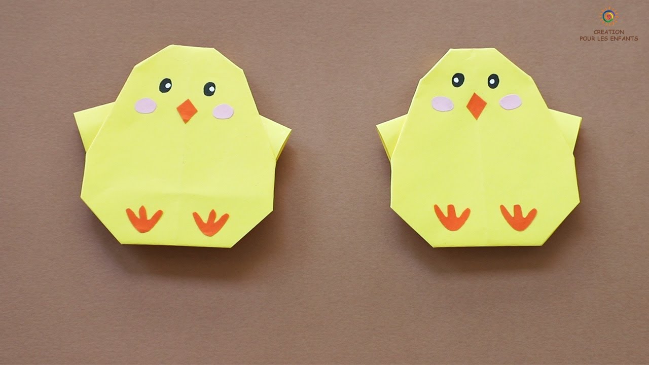 POUSSIN origami facile. Comment faire un poussin en papier. Origami chick.How to make a paper chick?