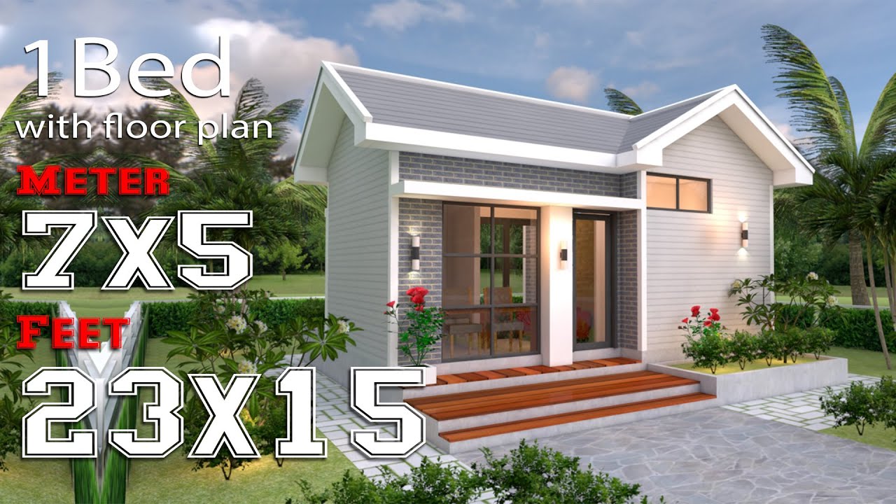 Small House Plans 5x7 Meter 23x16 Feet Gable Roof