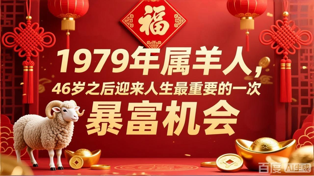 1979年属羊人， #生肖羊46岁之后迎来人生最重要的一次「暴富」机会，你将财库大开！ #1979年生肖羊 #生肖羊1979年