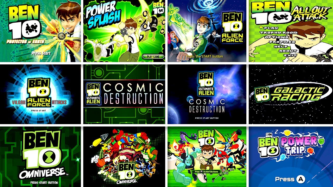 Evolution Of Ben 10 Games Start Screen