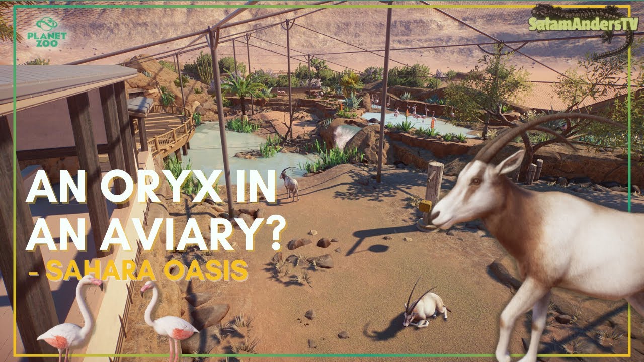 Planet Zoo Aviary Speedbuild | Scimitar-Horned Oryx & Flamingo - THE DRYLANDS