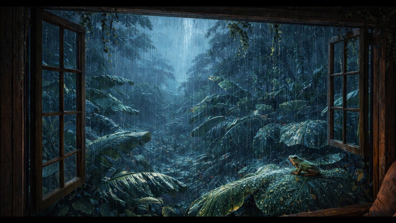 Tropical Monsoon Sanctuary | Midnight Rain in a Jungle Treehouse