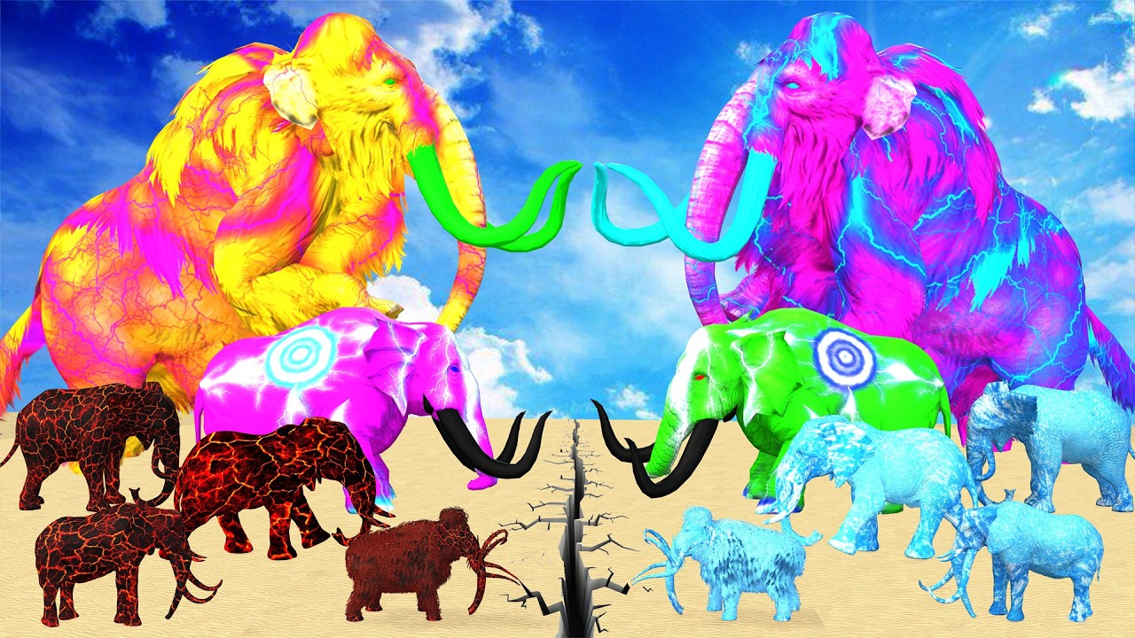 The Ultimate Battle 40 Wild Animals Mammals vs GIGA T-REX Dinosau Epic Run Zigzag Down Course