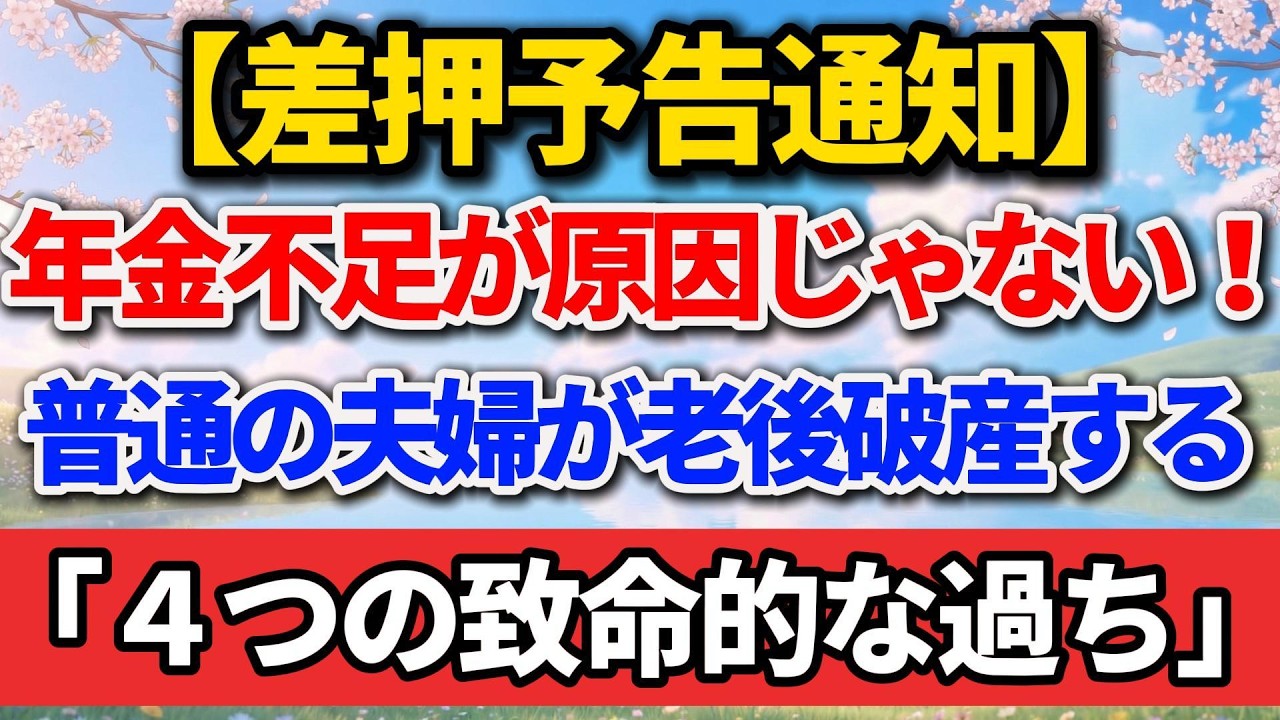 老後破産の真犯人：年金が少ないからではない、あなたが犯した「4つの致命的な財務上の過ち」【老後の物語】#老後の暮らし #シニアライフ #終活 #人間関係 #人生経験 #感動する話 #年金生活 #生き方