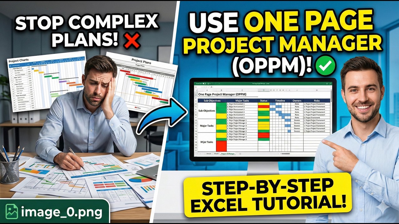 Stop Using Complex Project Plans! Use OPPM (One Page Project Manager) Instead -Step-by-Step in Excel