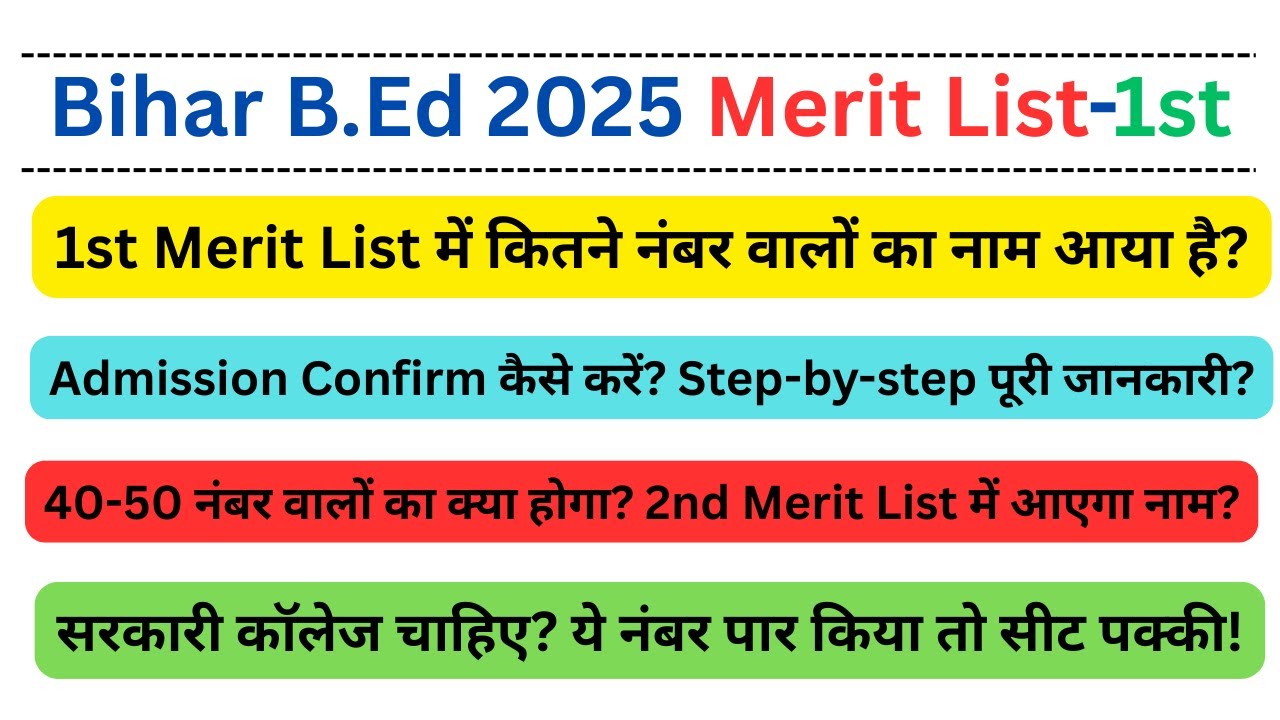 Bihar B.Ed 2025 Admission kaise karaye ? 1st Merit list me kitna number wale ka naam aaya hai ?#B.Ed