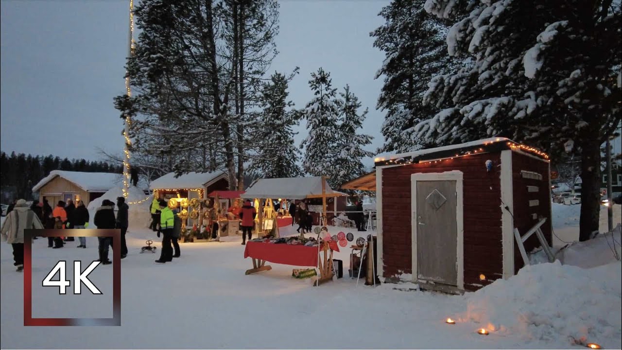 Small town Christmas market 🎅🏼❄️ | North Sweden | 4K ☃️