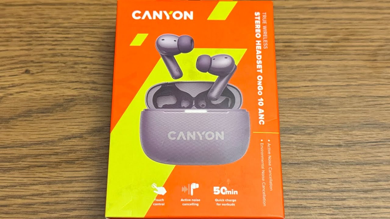 Słuchawki bluetooth CANYON OnGo TWS-10 ANC+ENC z etui ładującym. Dokanałowe i bezprzewodowe