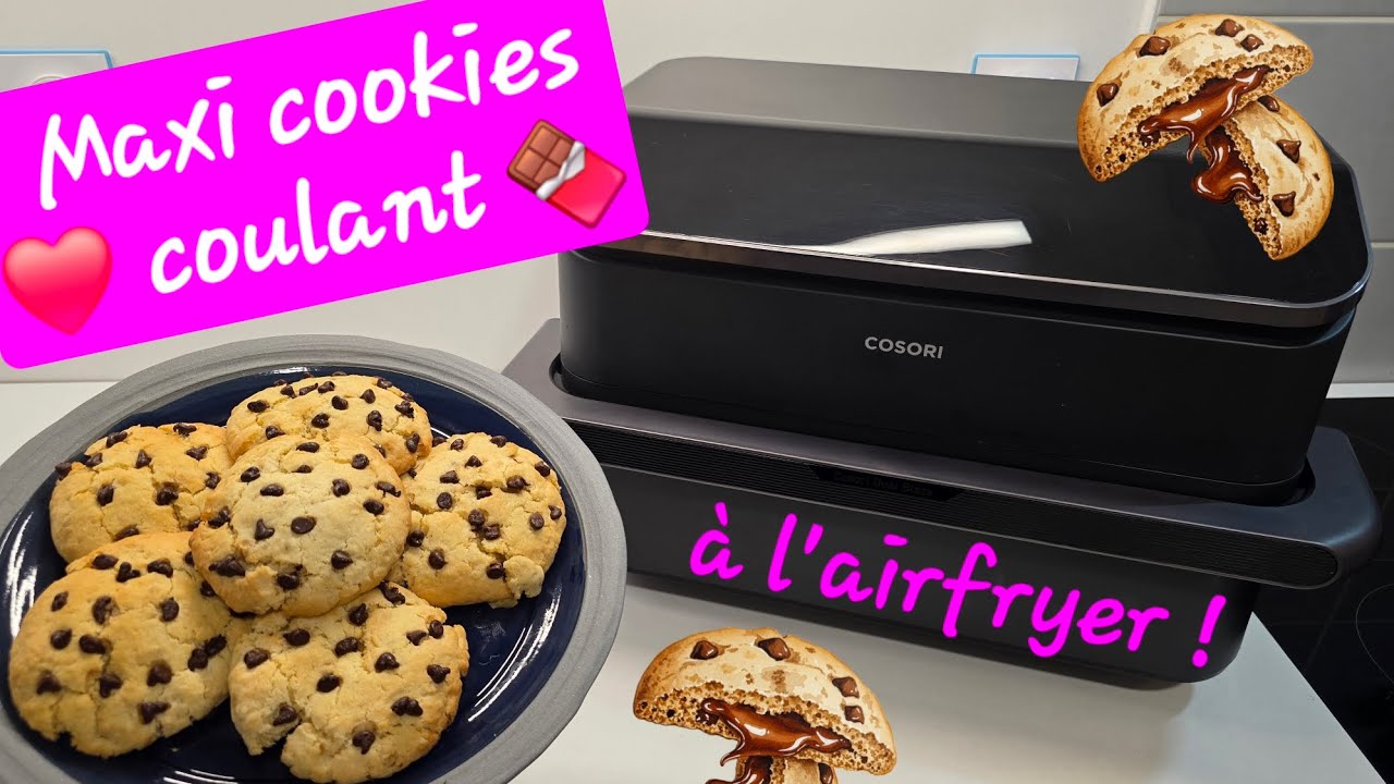MAXI COOKIES cœur coulant au Chocolat faciles à l'airfryer ! COSORI Twinfry 🍪