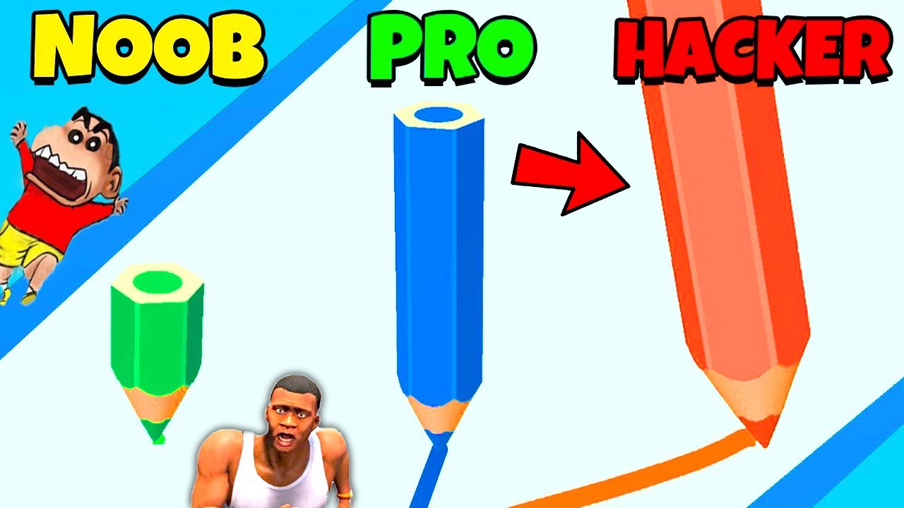 NOOB vs PRO vs HACKER in LONG PENCIL RUN with SHINCHAN and CHOP
