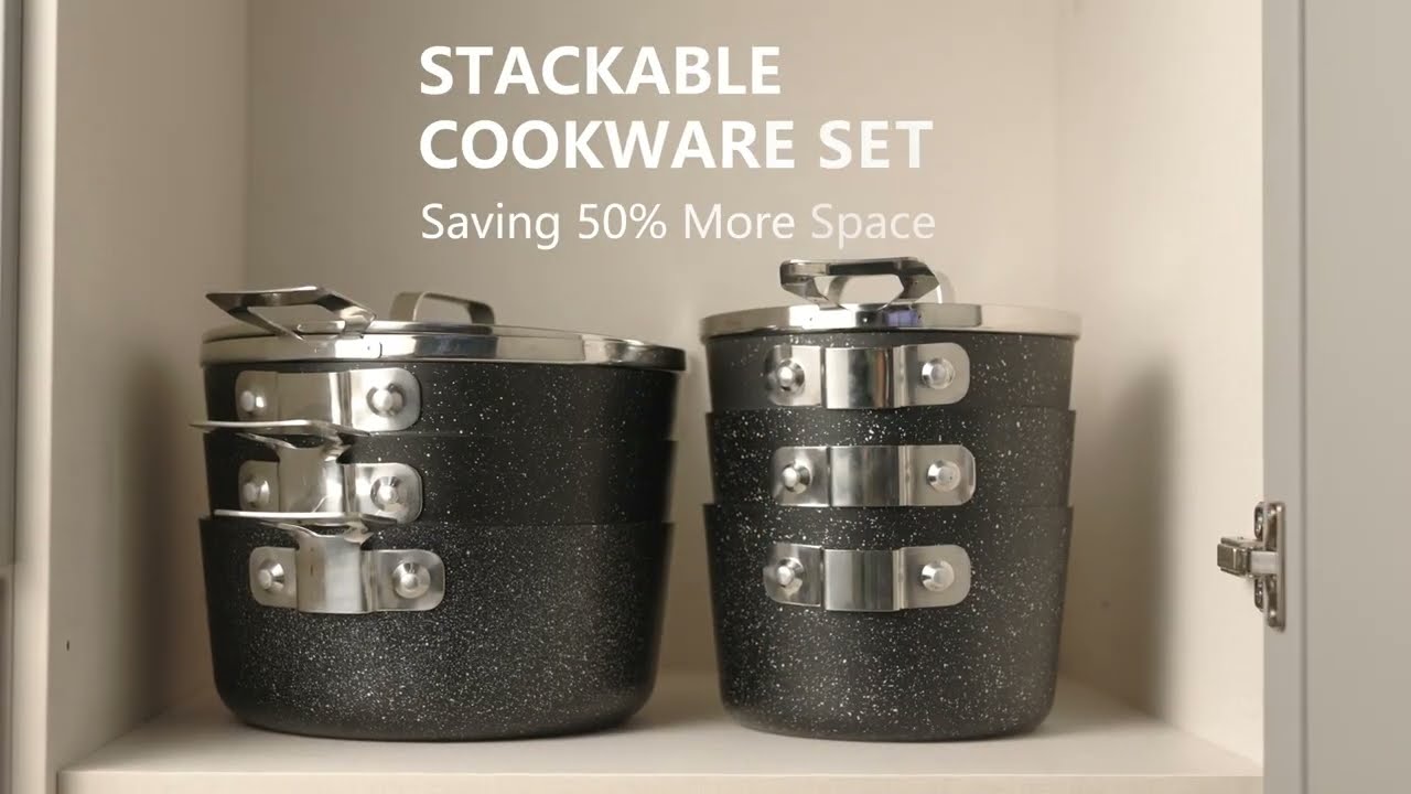 MICHELANGELO Stackable Pots and Pans Set Makes it Easy to Cook and Store