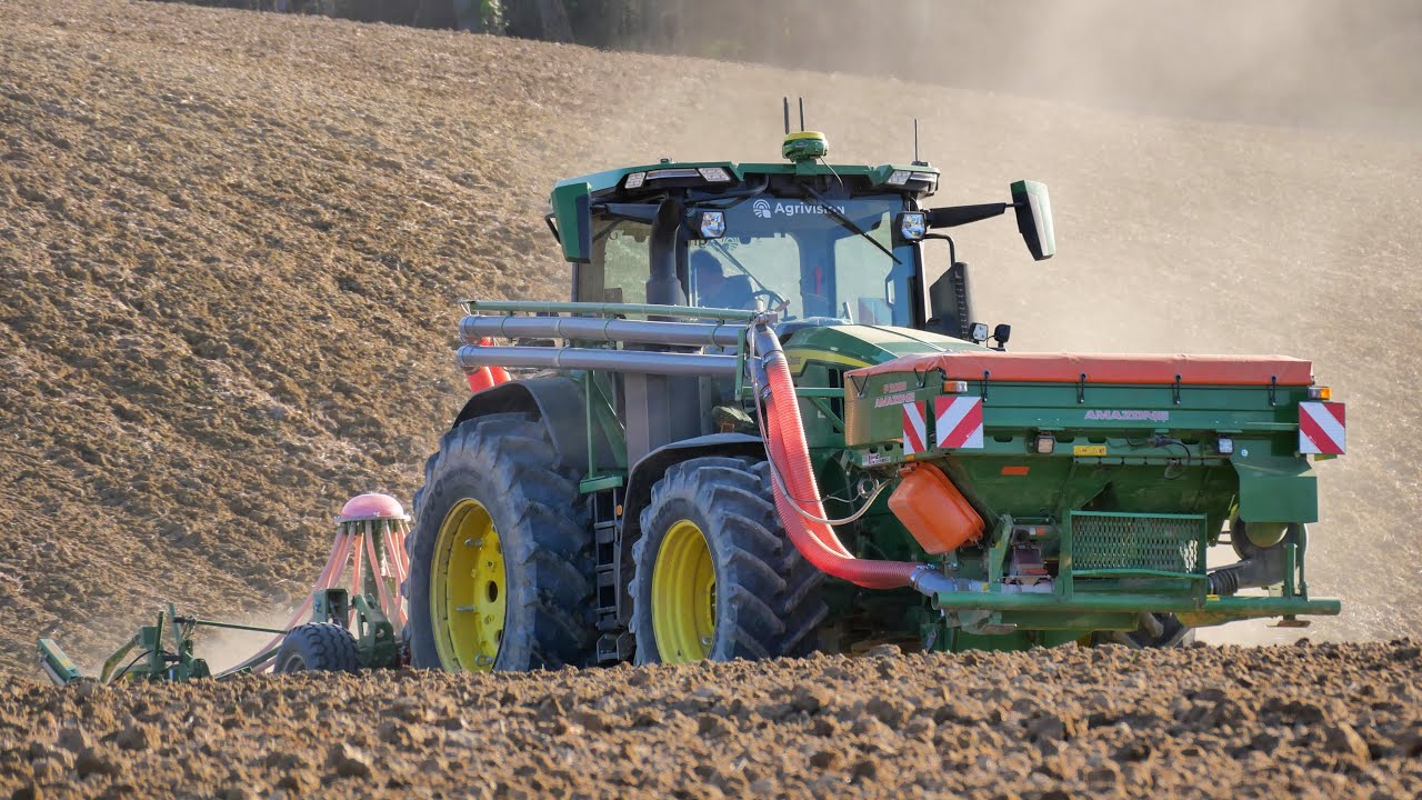 🔰Semis de pois chiches 2025 ! [ John Deere 7R310 ~ Combiné Amazone ] 🫛