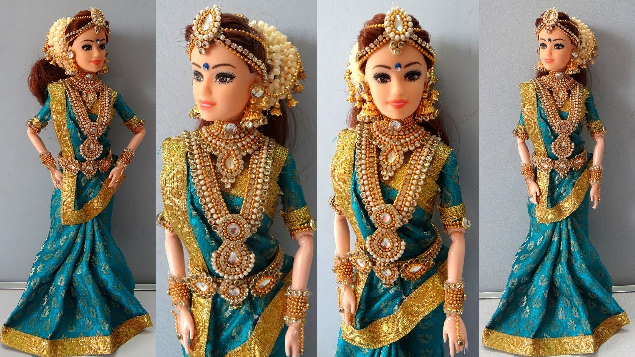 Barbie doll MARRIAGE RECEPTION saree Draping/Making | Maya Craft Works