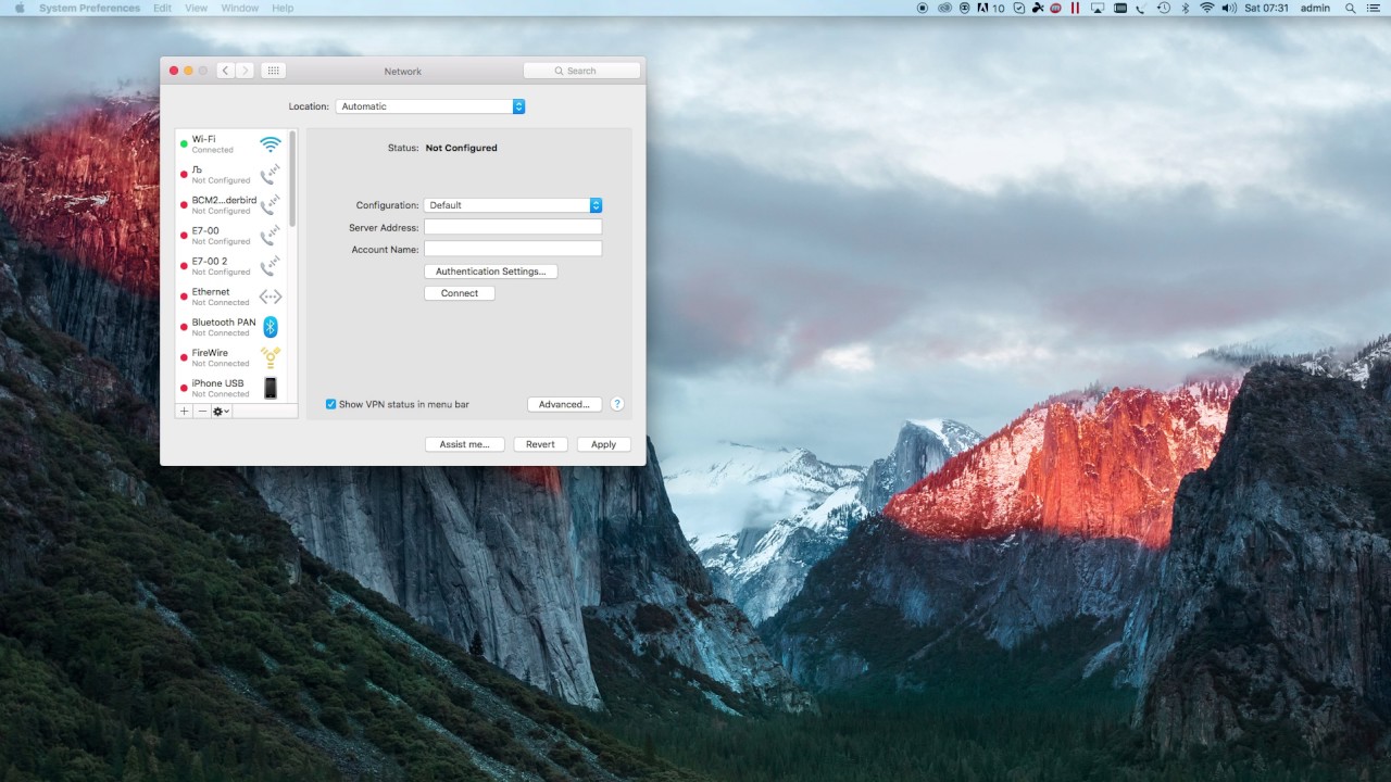 VPN setup on Mac OSX 10.6 to 10.11