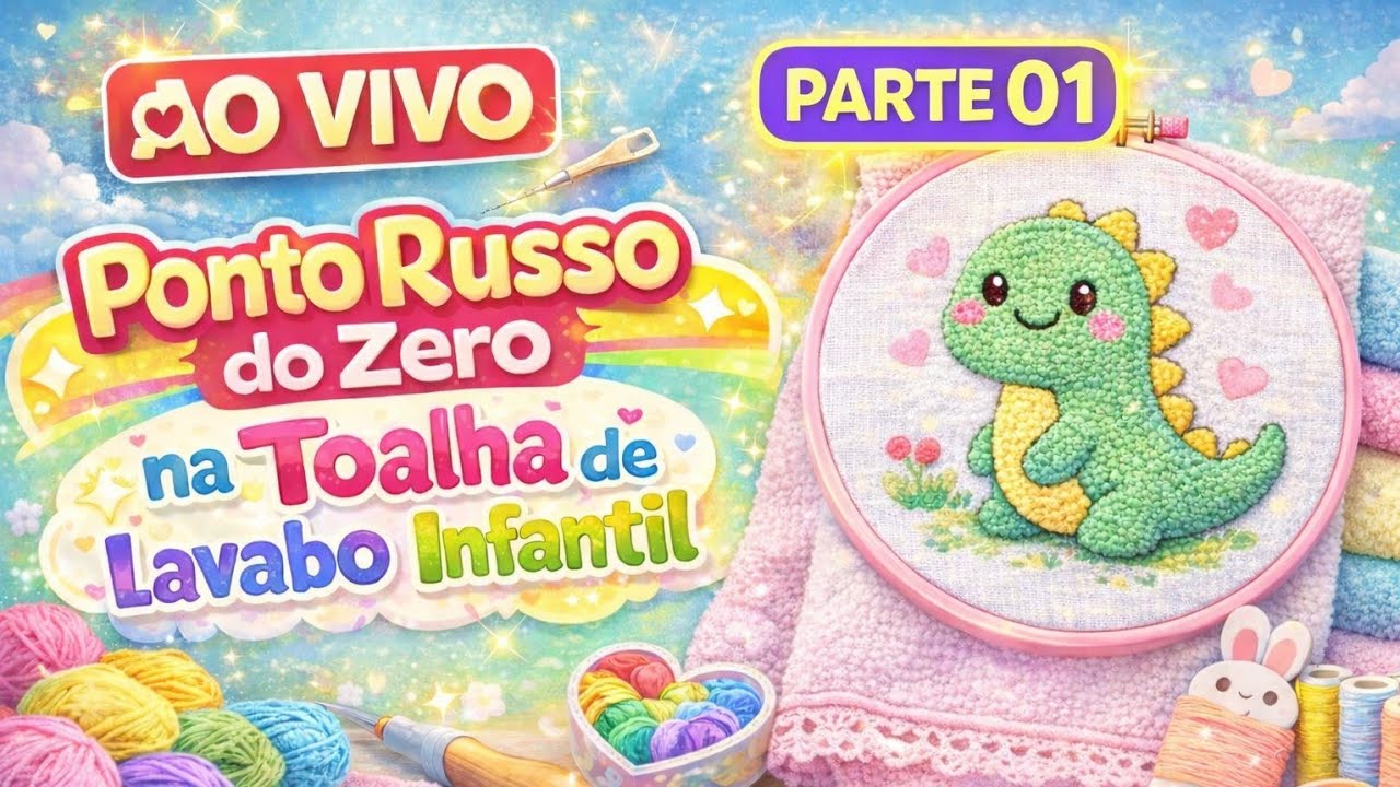 Ponto Russo do zero na toalha de Lavabo Infantil/Parte 01- Passo a passo completo