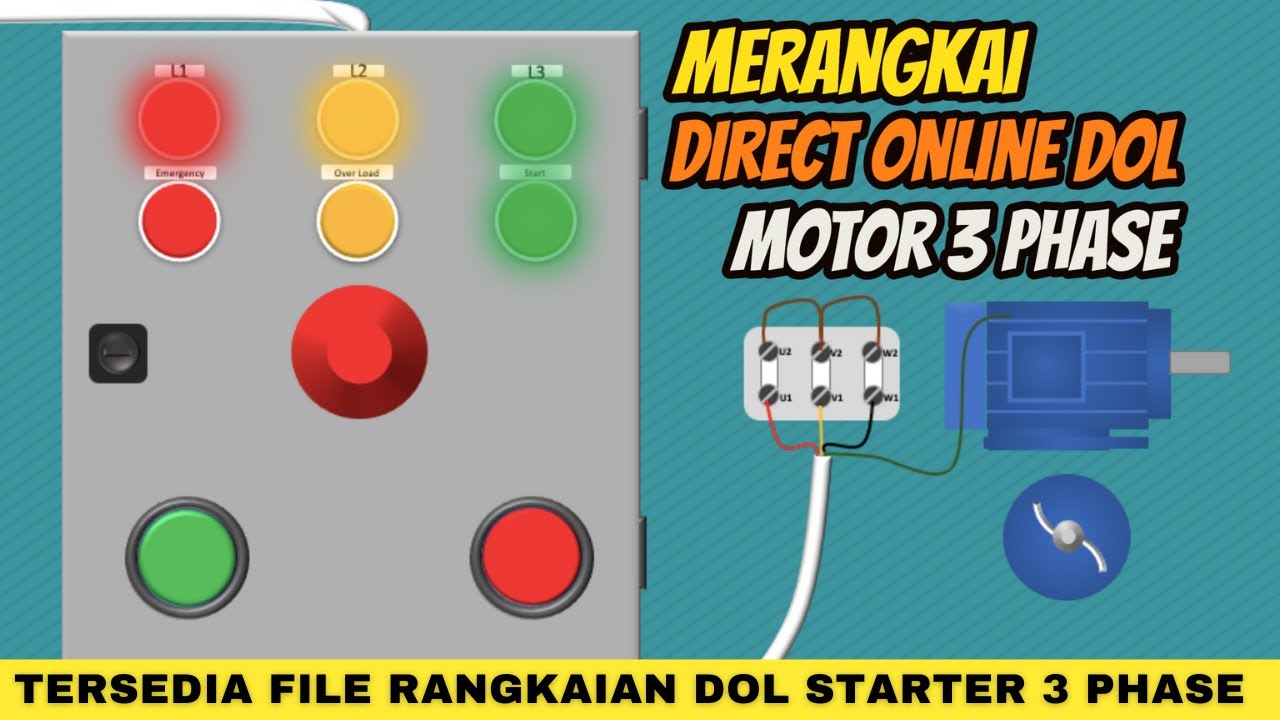 CARA MERAKIT PANEL LISTRIK RANGKAIAN DOL STARTER 3 PHASE | SIMULASI