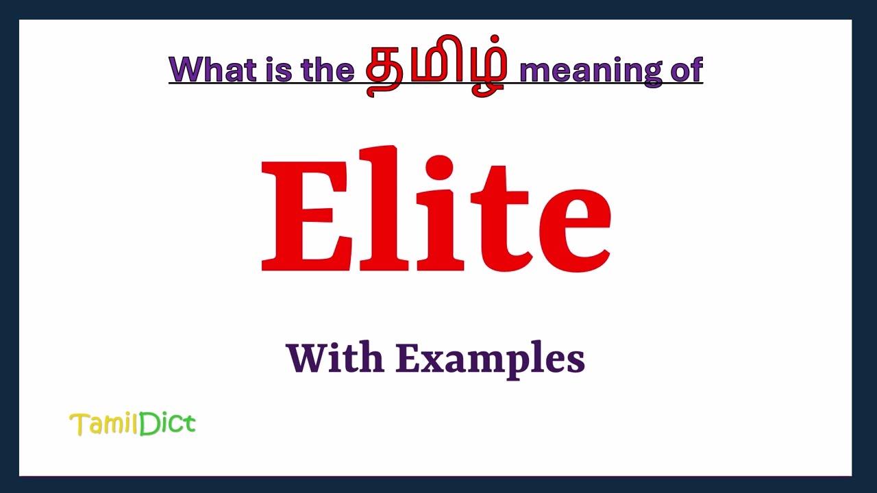 Elite Meaning in Tamil | Elite in Tamil | Elite in Tamil Dictionary |