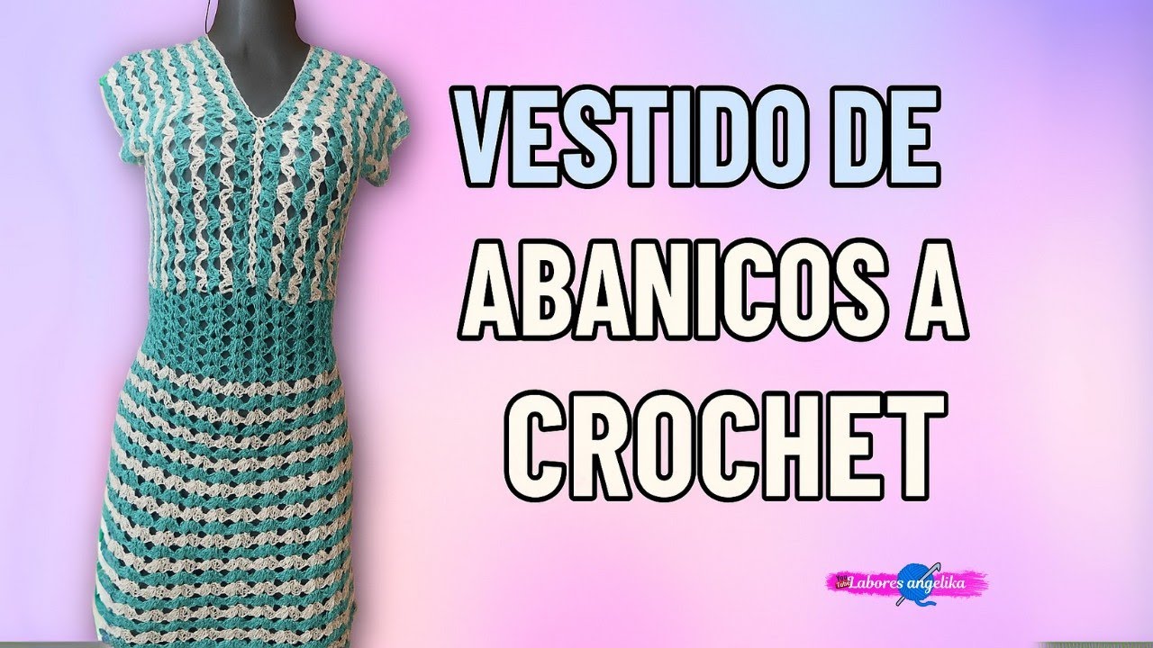 Hermoso vestido a crochet de abanicos en dos tonos #crochet #tutorial #shorts