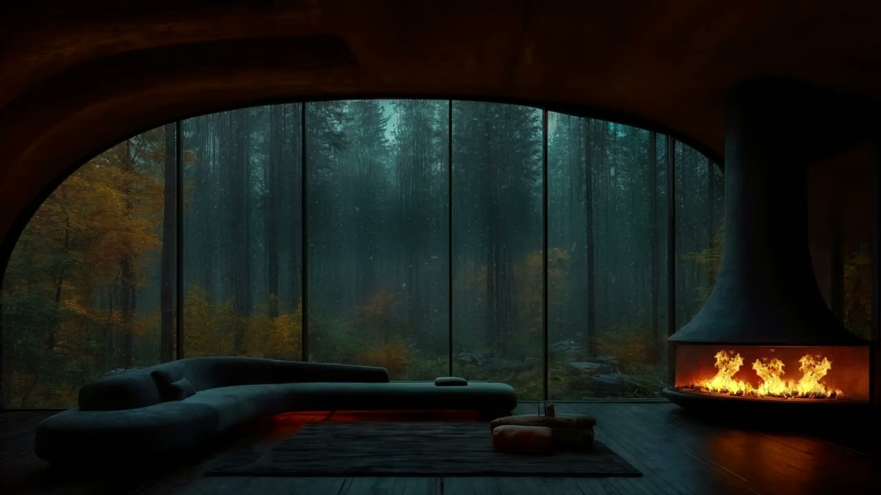 Fall Into Sleep Instantly(NO ADS) • Rainy Forest & Cozy Fireplace • Healing Deep Sleep Ambience 🌧️🔥😴