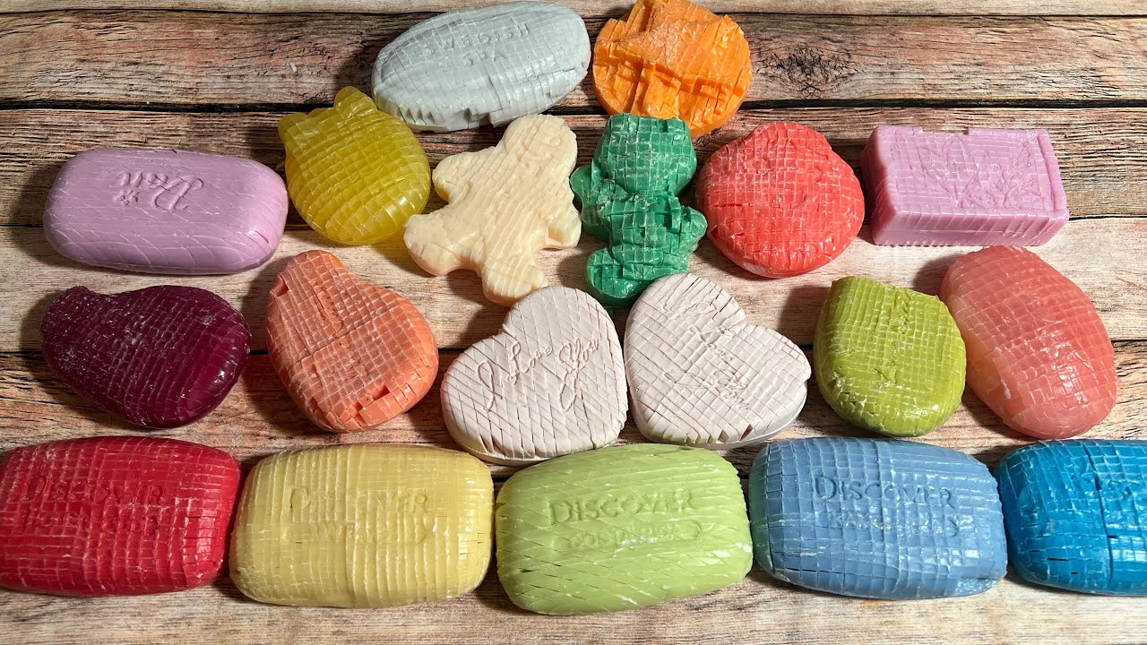 ASMR soap cube cutting 💗 Special shaped and colorful soaps