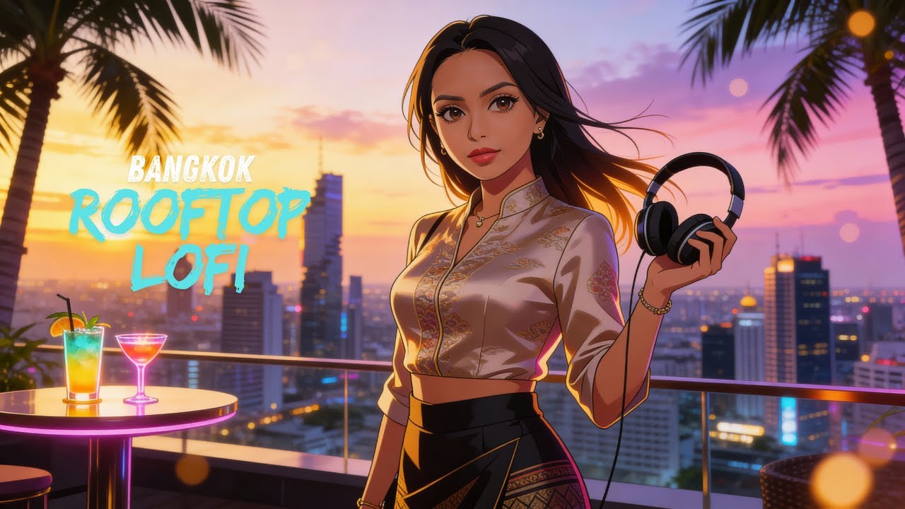 Rooftop Sunset in Bangkok  🌇✨ Jazz LoFi | Chill Beats for Work, Study & Relax
