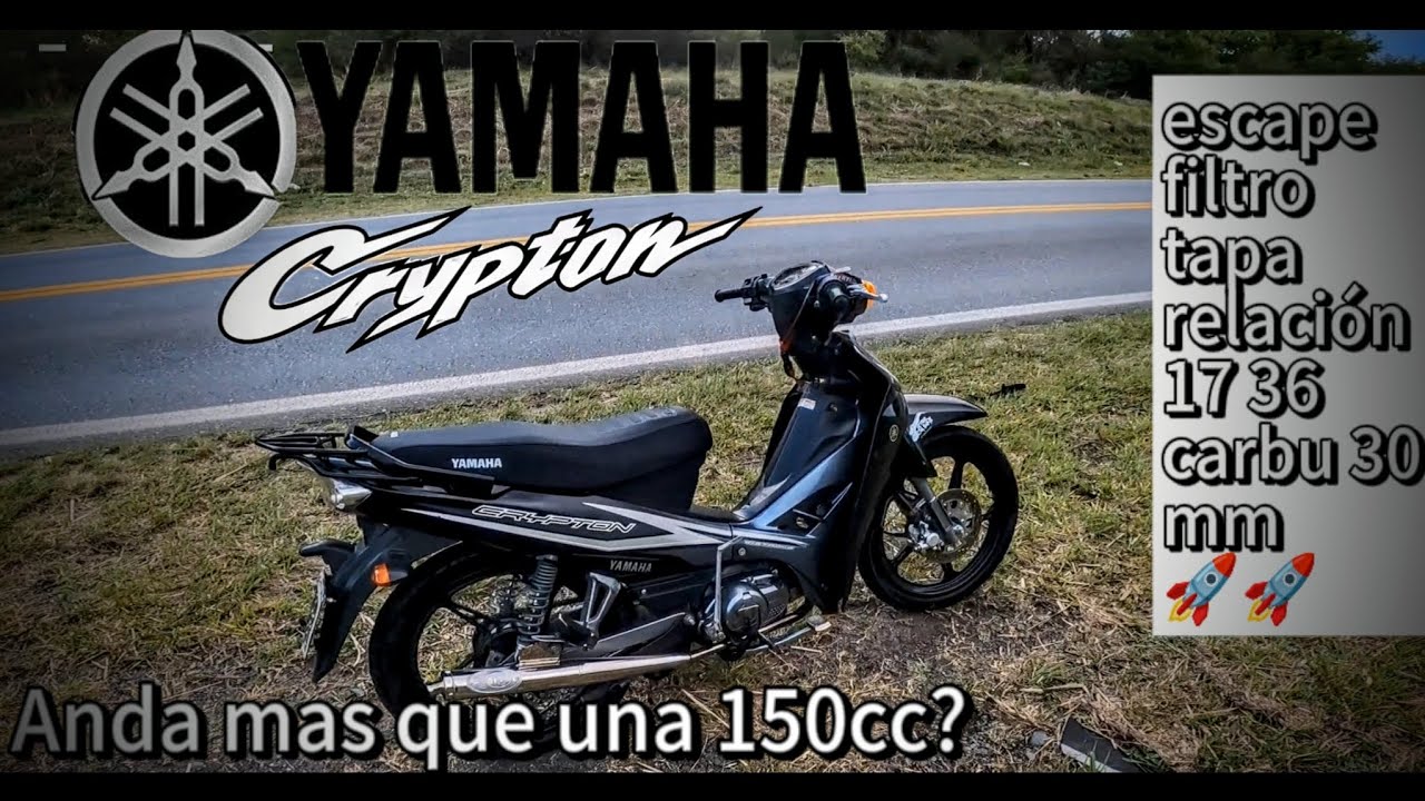 Yamaha new crypton 110 velocidad máxima // Con escape filtro tapa carbu 30 mm🚀🚀 