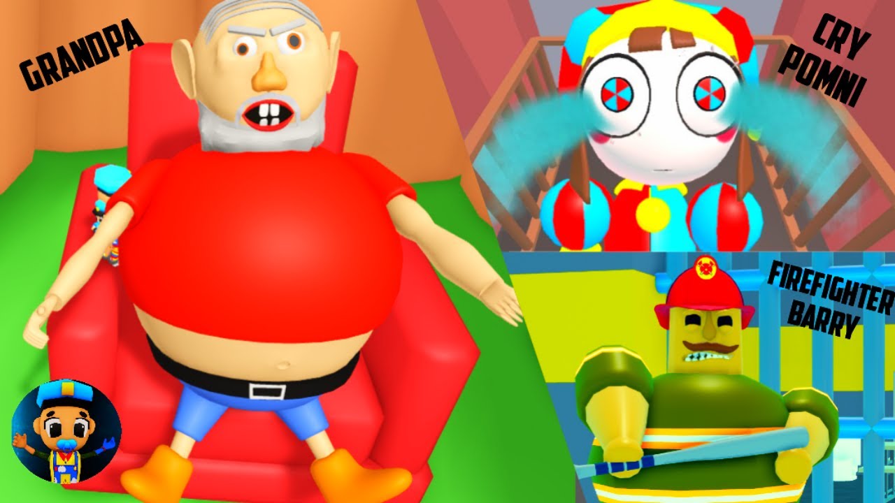 Roblox 3 SPEEDRUN GAME Escape Crying  Amazing Digital Pomni, Grandpa Obby!, FIREFIGHTER  PRISON