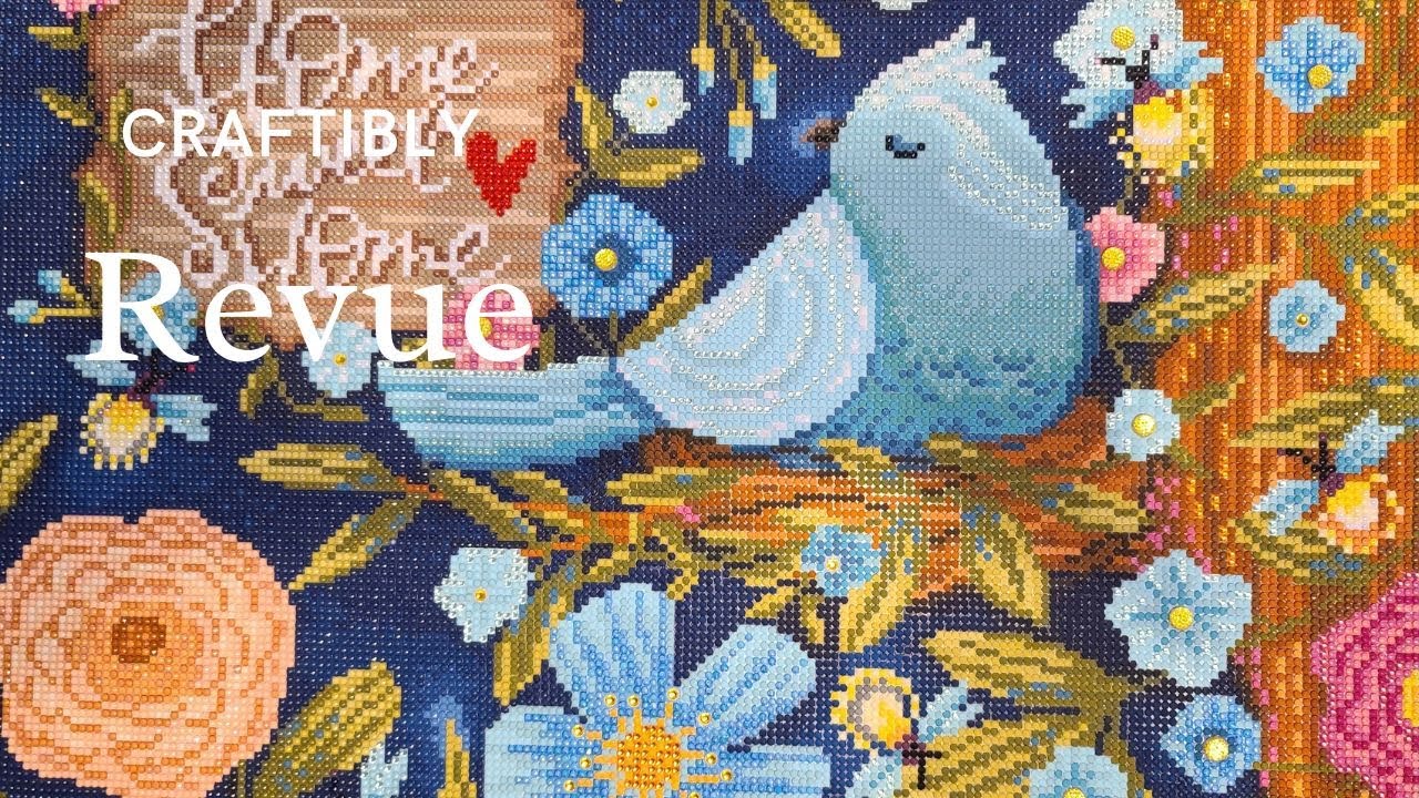 Revue du diamond painting Blue Bird Home Sweet Home de Craftibly et mise en portefolio