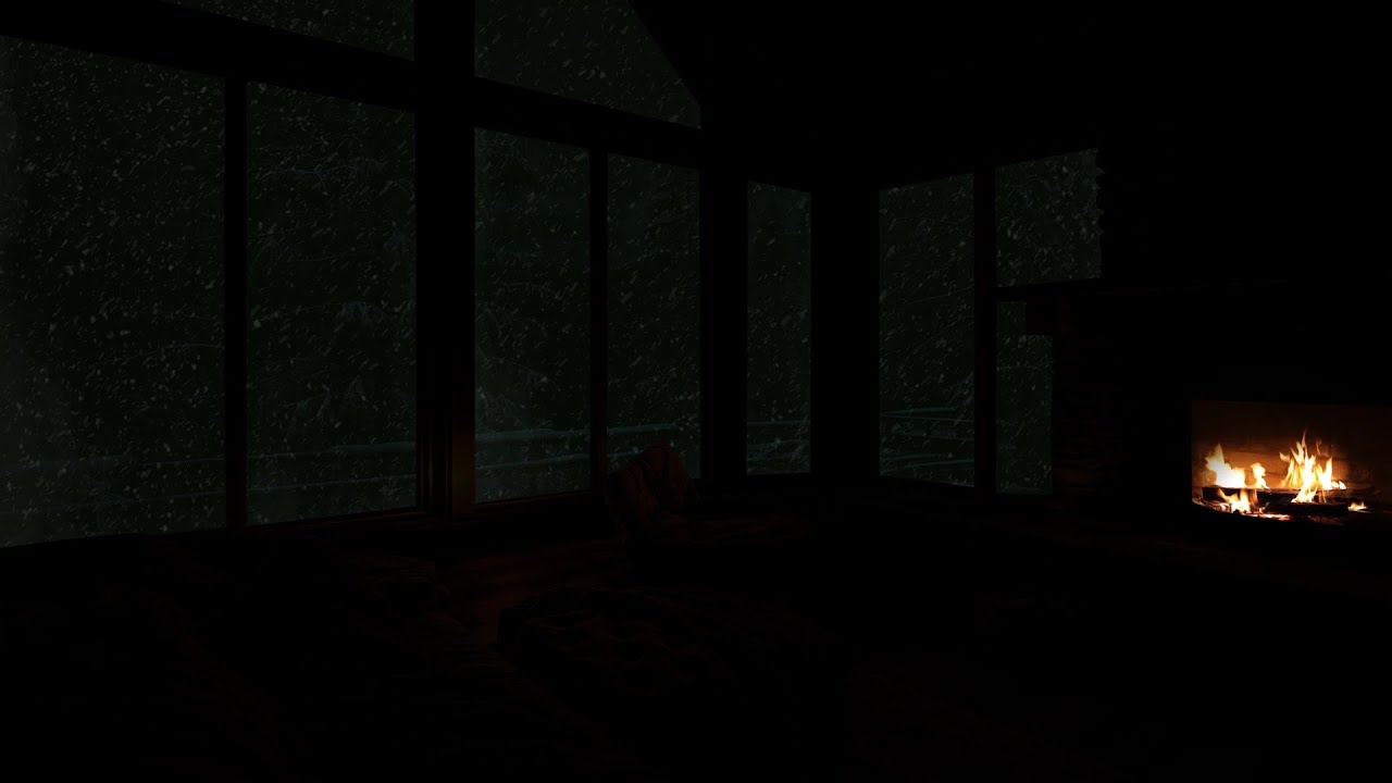 ❄️🎄 Winter Snow & Wind Sounds with Cozy Fireplace 🔥 | Warm Peaceful Ambience ASMR