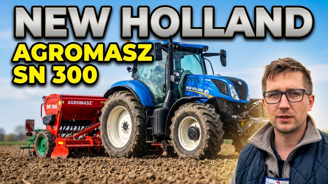 Nowy New Holland T6 i agregat Agromasz SN 300 👉 siejemy groch
