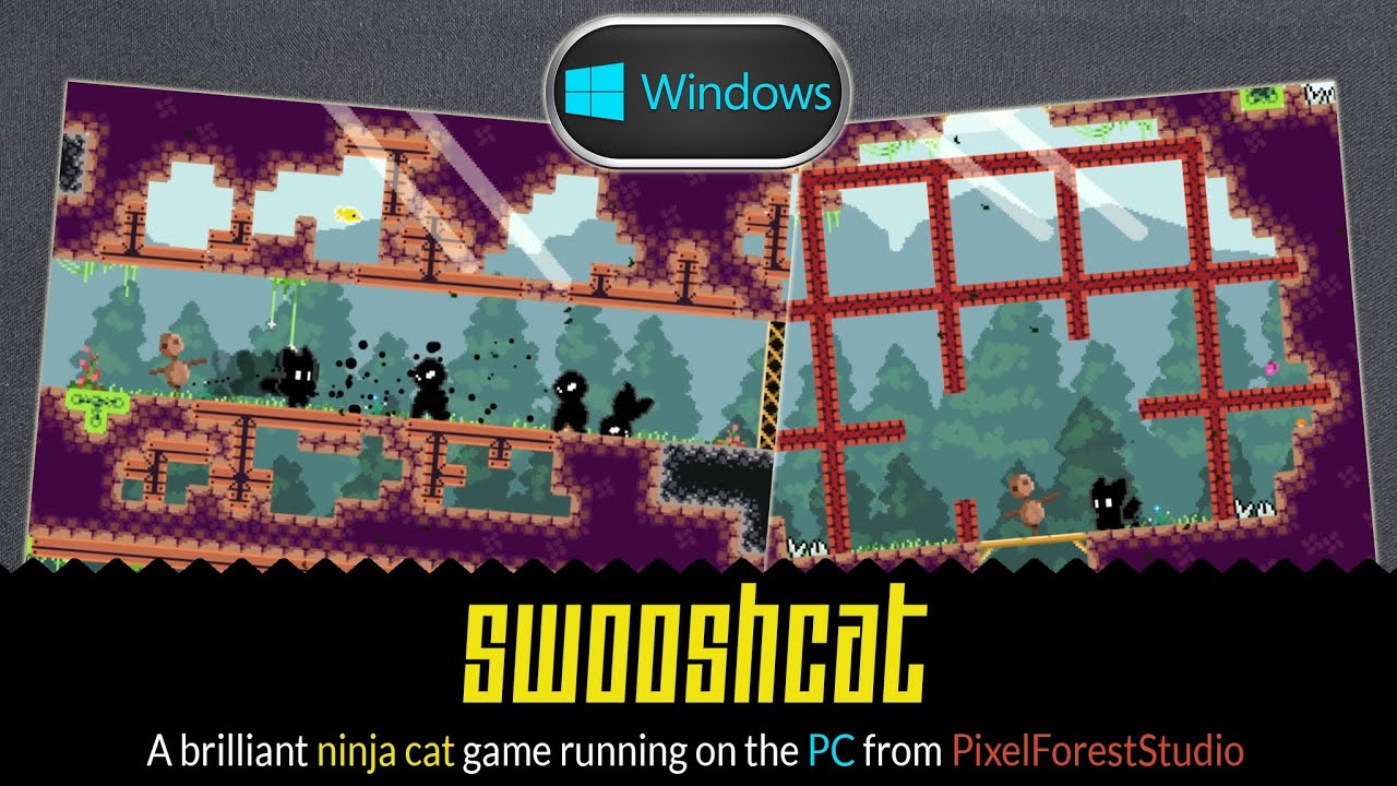 SwooshCat - a brilliant new pixelated ninja cat game running on the PC from PixelForestStudio
