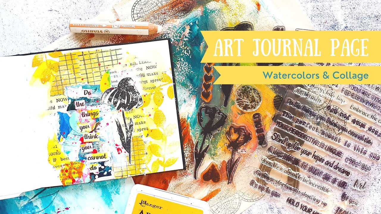 Mixed Media Art Journal Page with Watercolor and Collage